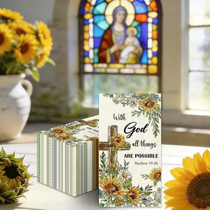 Sunflower Christian Paper Napkins - 100 Pcs Happy Easter Religious Dinner Decorative Disposable Party Decorations Sets for Decoupage Cross Guest Cocktail Table Supplies Decor Bulk 7.9 x 4.3 In