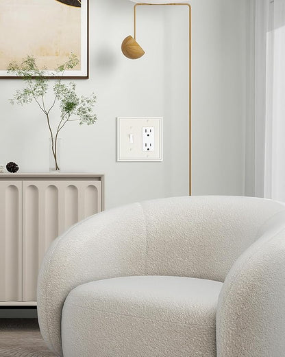 2-Pack Combo Toggle/Decorator Light Switch Cover Plate, Light Almond Decorative Electrical Outlet Covers, Durable Solid Zinc Alloy Wall Switch Plates and Outlet Covers
