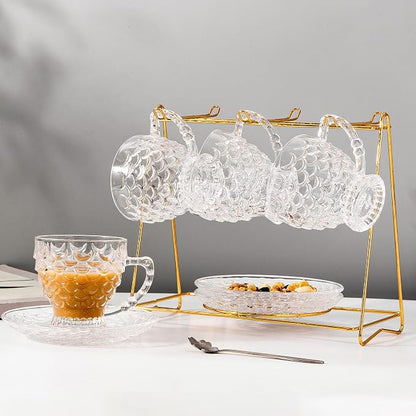 Glass Tea Cups and Saucers Set of 6 - Image 5