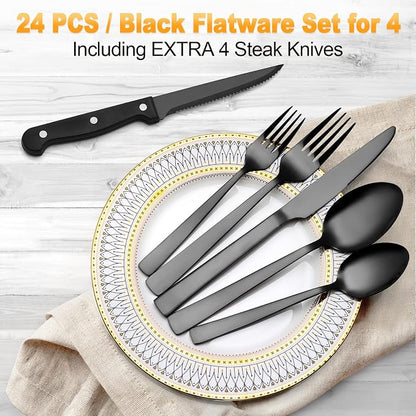 CEKEE 24 Piece Silverware Set for 4 - Image 2