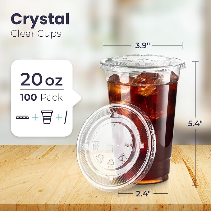 Fit Meal Prep 100 Pack 20 oz Clear Plastic Cups - Image 2