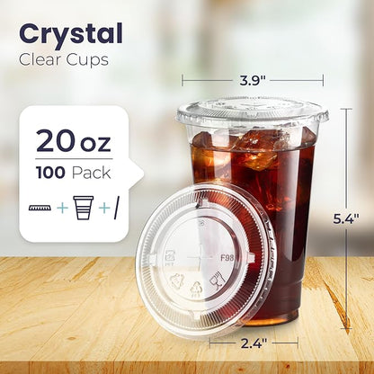 Fit Meal Prep 100 Pack 20 oz Clear Plastic Cups - Image 2