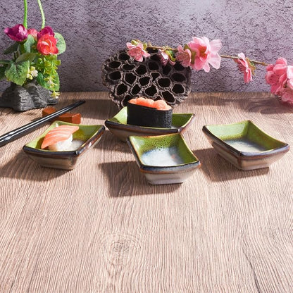 Porcelain Dipping Bowl Set of 4, 3.4" Rectangular Small Soy Sauce Dishes | - Image 4