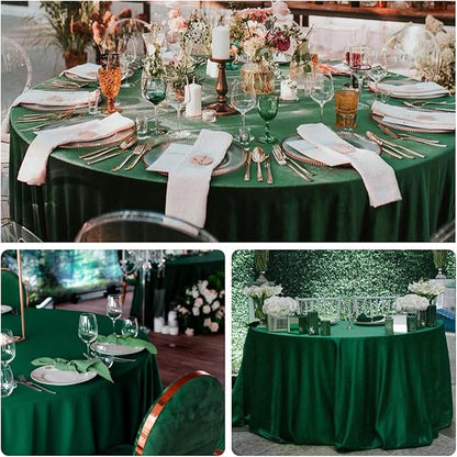 8 Pack Round Tablecloth 90 Inch Hunter Green Table Cloth for Round Tables, Washable Polyester Dark Green Table Cloth Stain and Wrinkle Resistant Decorative Table Cover for Wedding Party Dining Banquet