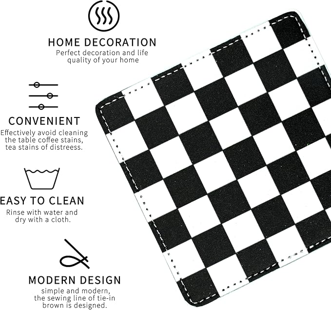 Marble Coasters Square Leather Drinks Coaster Set - Image 4