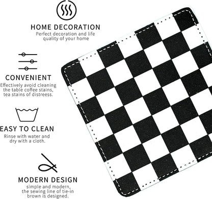 Marble Coasters Square Leather Drinks Coaster Set - Image 4