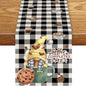 Coffee Time Table Runner, Rustic Black White Plaid Buffalo Gnome Coffee Theme by Unknown