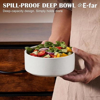 E-far Cereal Bowls Set of 4, 25oz White Ceramic Deep Soup Bowls - Image 4