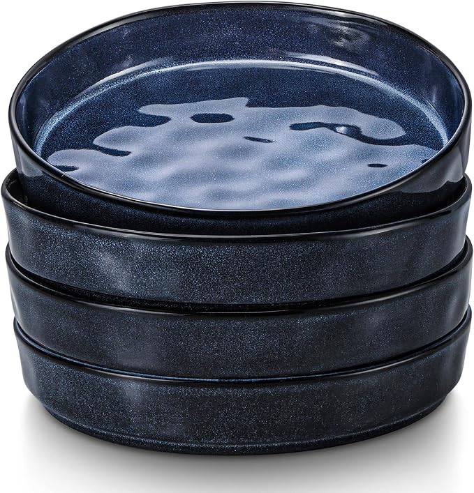 LIANYU 33oz Pasta Bowls Sets of 4, Wide Shallow Stoneware Dinner Plates | by LIANYU