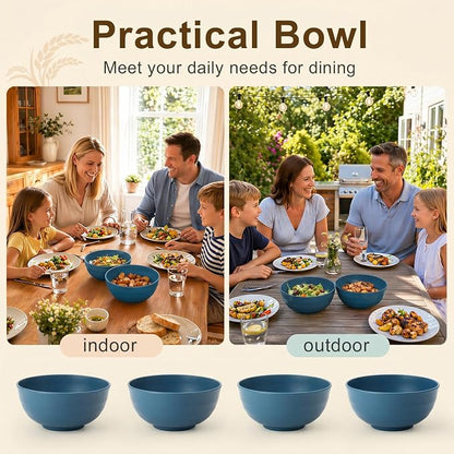 60oz Wheat Straw Bowls Sets of 8, Unbreakable & Stackable Ramen Bowl, Microwave - Image 7