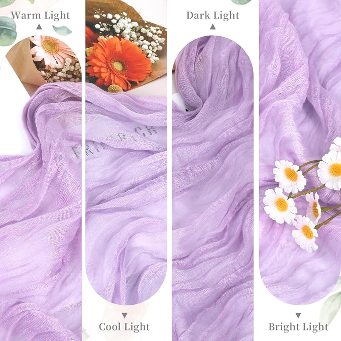 6 Pack Light Purple Cheesecloth Table Runners 35x120 Inch, 10Ft Rustic Lilac - Image 5