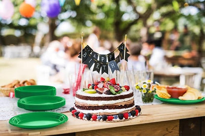 Emerald Green Plastic Plates For Party 9" Emerald Green Disposable Plates Heavy Duty 100 Pcs Plastic Dinnerware Sets Heavy Duty 350 GSM Disposable Dinnerware Set