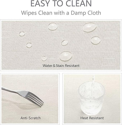 Rectangle Tablecloth 60x144 inch Linen Textured Waterproof Table Cloth Stain and Wrinkle Resistant Washable, Decorative Fabric Table Cover for Outdoor and Indoor Use, Ivory