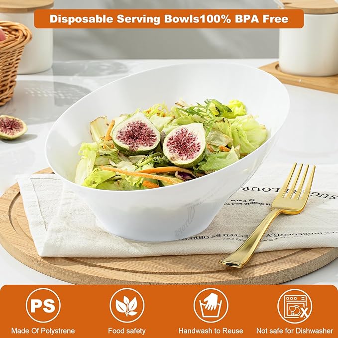 12 Pack white Plastic Serving Bowls - Image 4