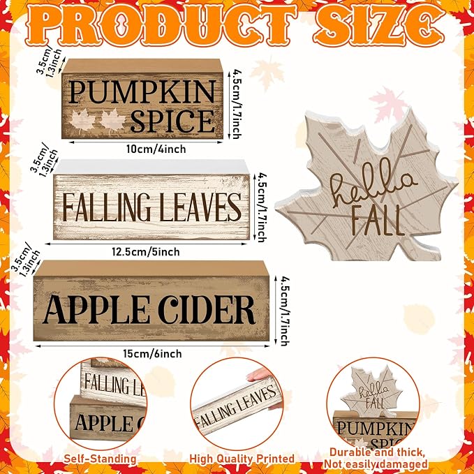 Moucuny 4 Pcs Neutral Fall Table Decor - Image 3