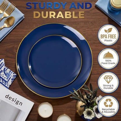 KIRE 175Pcs Blue Plastic Plates - Image 9
