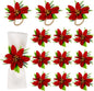 wonlex Flower Napkin Rings Set of 12, Farmhouse Red Green Napkin Rings Holder by wonlex