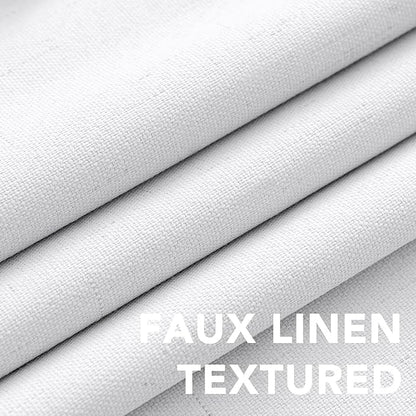 H.VERSAILTEX Primitive Linen Curtains 100% Blackout Curtain Drapes Burlap Curtains with White Thermal Insulated Liner, Grommet Top Drapes Living Room/Bedroom (2 Panels, 42 x 54 Inch, Pure White)