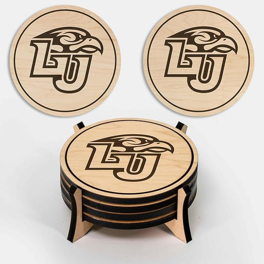 LazerEdge Liberty University Wooden Coaster Set - Maple Wood - Officially Licensed Product - 4-Pack