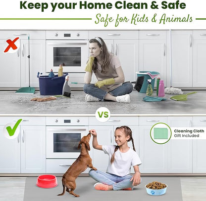 Large Silicone Mat 28" x 20" Thick Heat Resistant, Kitchen Counter Mat Waterproof - Coffee Machine, Glass Top Stove Cover Countertop Protector for Air Fryer, Baking (Semi-Translucent)