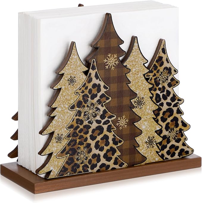 Leopard Print Christmas Tree Napkin Holder by Namalu