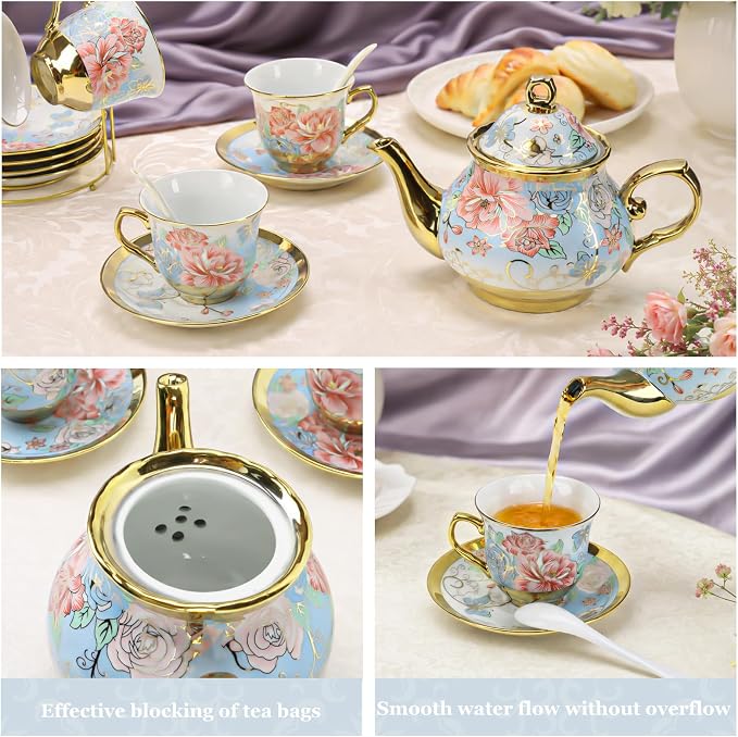 Porcelain Tea Cup and Saucer Set European Tea Set - Image 4