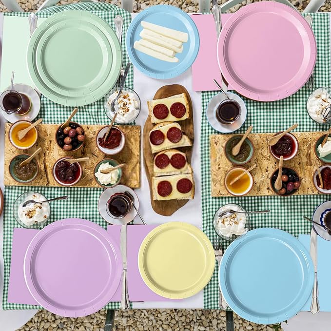 Oigco 60 PCS Pastel Paper Plates and Napkins, Pastel Party Decorations - Image 3