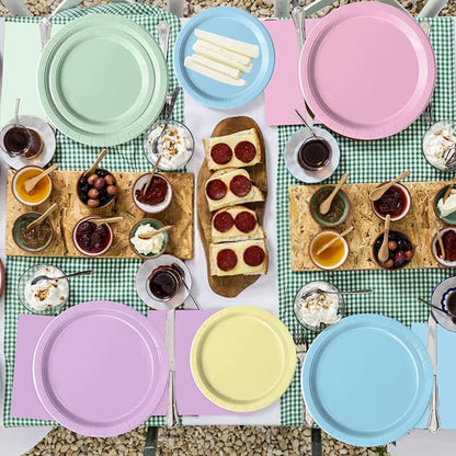 Oigco 60 PCS Pastel Paper Plates and Napkins, Pastel Party Decorations - Image 3