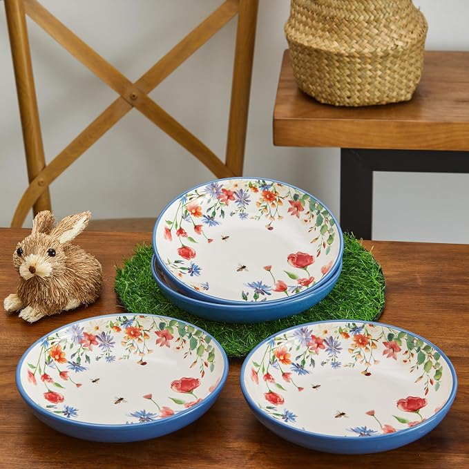 Bico Summer Provence Pasta Bowls, 35oz Salad Bowl Set of 4, Large Ceramic - Image 4