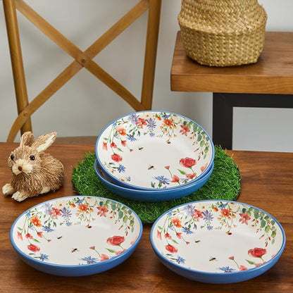 Bico Summer Provence Pasta Bowls, 35oz Salad Bowl Set of 4, Large Ceramic - Image 4