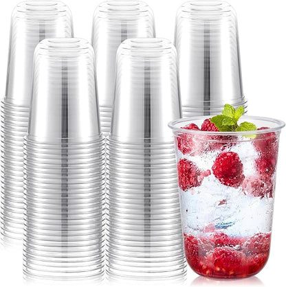 Ziliny 100 Pcs Disposable Stemless Glasses 16oz Crystal Plastic Wine Glasses by Ziliny