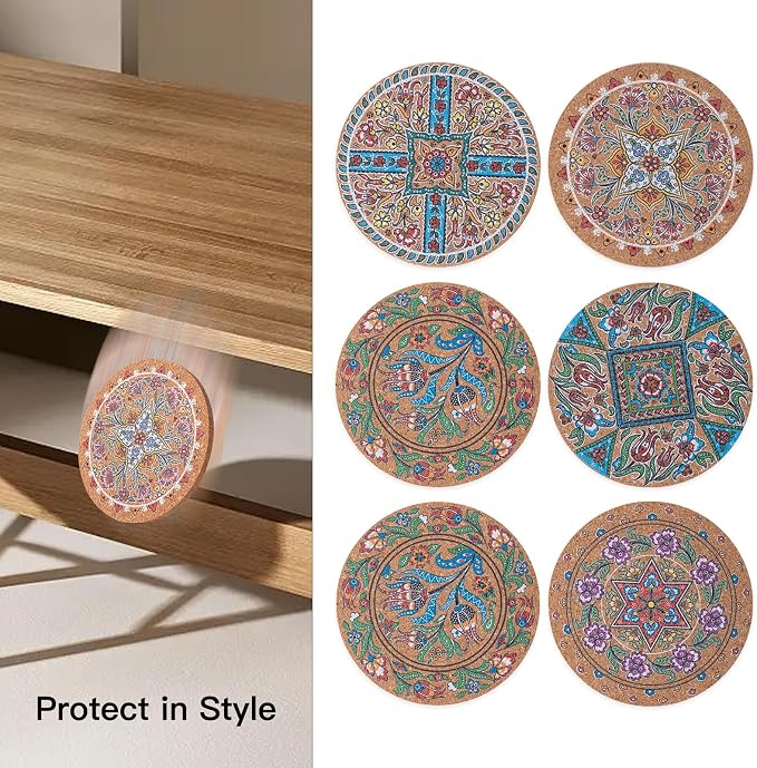 Cork Coasters for Drinks Absorbent Non Slip 12pcs 4 Inch Turkish | Coaster for - Image 4