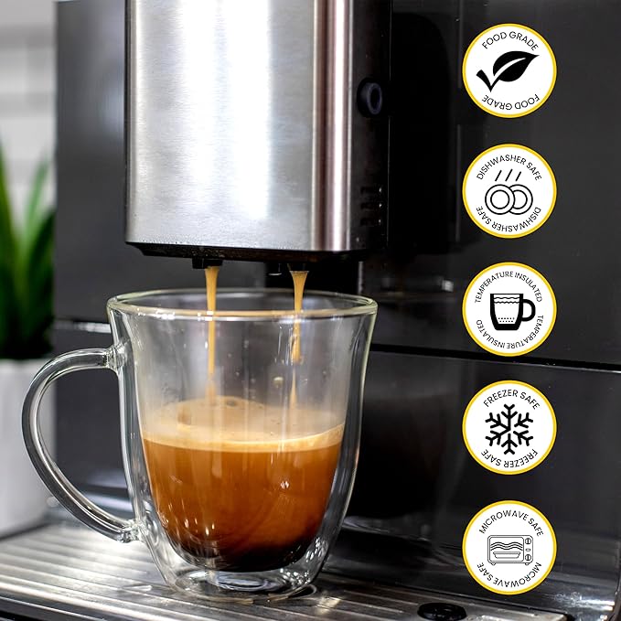 AYL Double Wall Clear Glass Coffee Mugs - 16 oz Insulated Clear Latte Mugs - Image 3