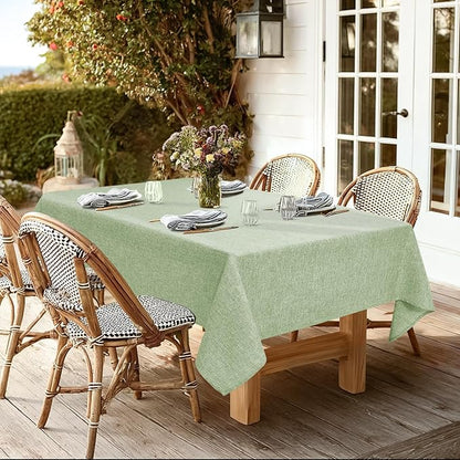 JIUZHEN Rectangle Table Cloth Faux Linen Farmhouse Tablecloth Wrinkle and Stain Resistant Decorative Fabric Table Cover for Kitchen, Dining Room, Parties and Camping, Sage Green, 70 x 108 Inch