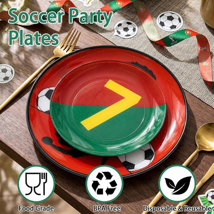 20 Pcs Red Plastic Soccer Plates, Disposable Plates - Image 8