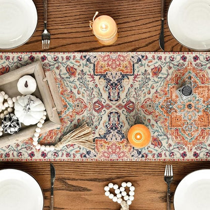 Artoid Mode Boho Bohemia Style Orange Table Runner, Country Rustic Farmhouse - Image 7