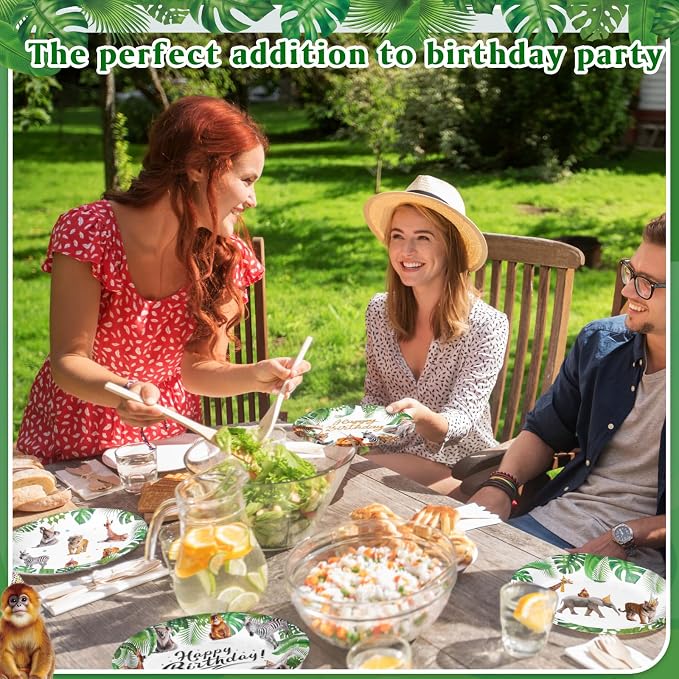 Gerrii 60 Pcs Wild Animals Themed Party Plates 7 Inch Happy Birthday Disposable - Image 4