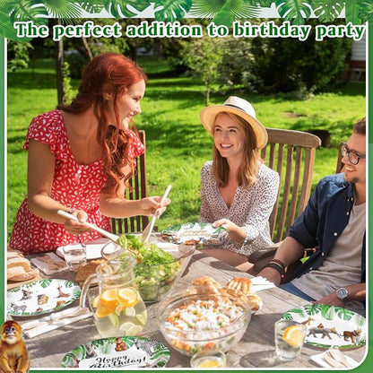 Gerrii 60 Pcs Wild Animals Themed Party Plates 7 Inch Happy Birthday Disposable - Image 4