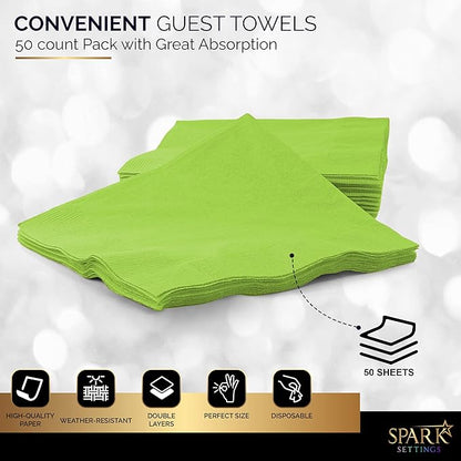 Big Party Pack 40 Count Kiwi Green Dinner Napkins Tableware- Ideal for Wedding, Party, Birthday, Dinner, Lunch, Cocktails. (7” x 7”)