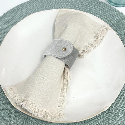 Luxury Leather Napkin Rings Set of 8, Silver, Morgan Faux Style, Modern Cuff Design for Wedding Party Decorations, Kitchen, Holiday Table,Rust Proof,Hotel, Home, Table Accessories, Dining