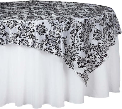 Efavormart Black Damask Flocking Square Tablecloth Overlay 60"x60" Square - Image 7