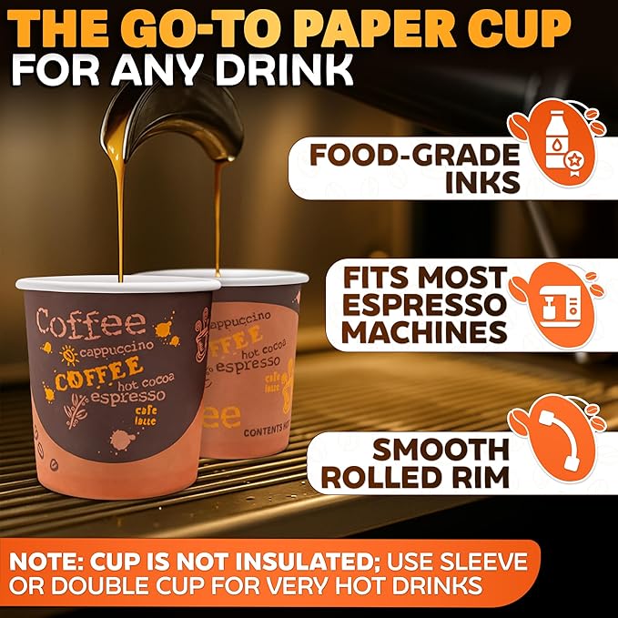 Reluen 200 Pack 3 Oz Disposable Espresso Cups, Paper - Image 3