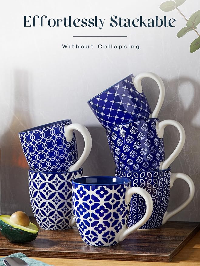 DOWAN Coffee Mugs Set of 6, 16 oz Large Porcelain Coffee Cups - Image 3