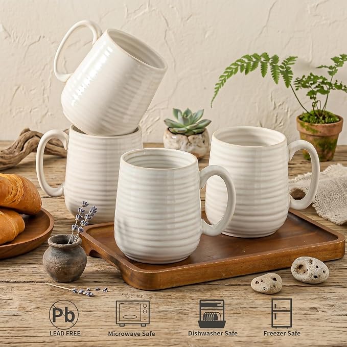 Coffee Mugs, 15 Ounce Coffee Cups Set of 6, Ceramic Tea Cups - Image 4
