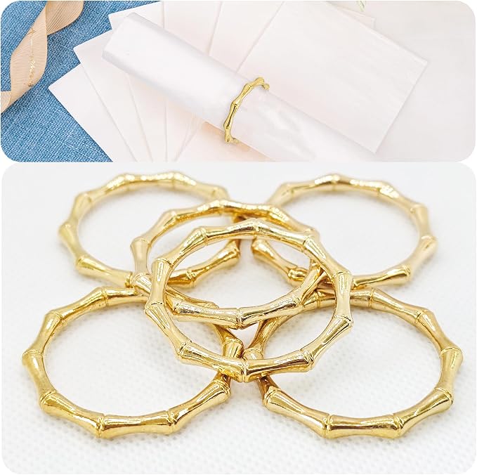 pson 6Pcs Bamboo Knuckles Style Napkin Rings - Image 3
