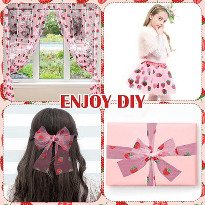 4 Pcs 29 X70 Inch Strawberry Shiny Glitter Tulle Table Cloth Pink Sheer Lace - Image 5