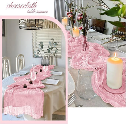 6 Pack Light Pink Cheesecloth Table Runner 20 x 120 Inch Gauze Table Runner - Image 4