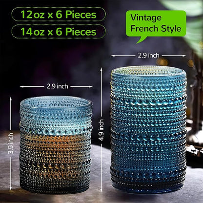 Vintage Hobnail Drinking Glasses Set of 12-14 oz Old Fashioned Glass Cups & 11 - Image 3