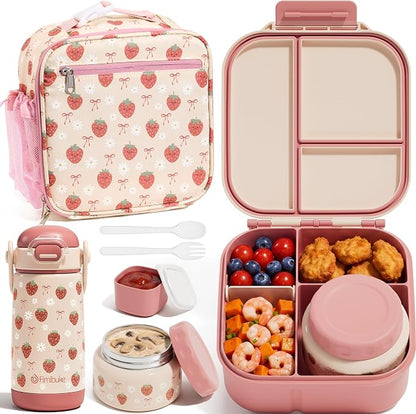 Fimibuke Kids Bento Lunch Box w/Insulated Water Bottle, Lunch Bag & Thermo | by Fimibuke