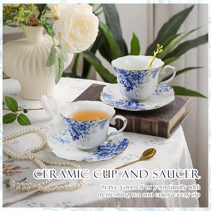Country Roses Porcelain Tea Cup and Saucer Set - Image 7